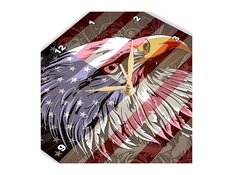 Bald Eagle American Flag Ornate Patriotic Wall Clock 10 Inch Home Decor image number 3