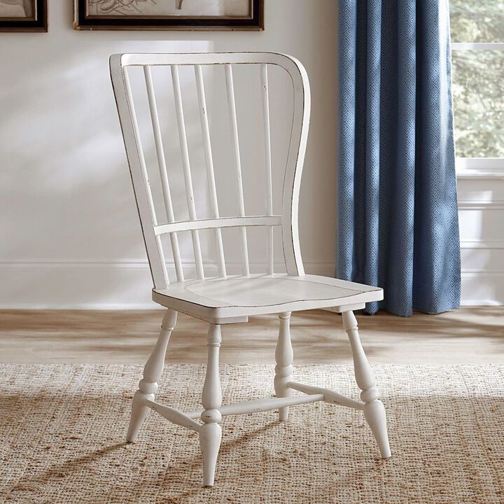 Liberty Furniture Wood Back Side Chair for Dining Room,  Set of 2,  Antique White & Weathered Bark