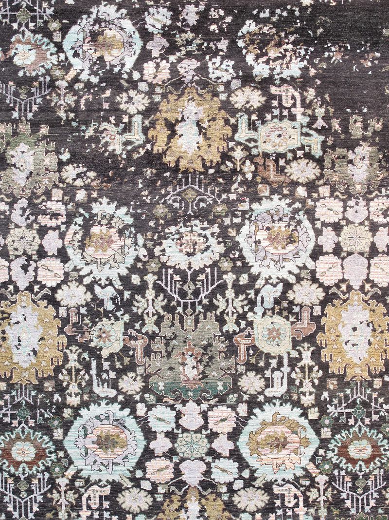Pasargad Home Transitional Hand-Knotted Charcoal Area Rug- 9' 0" X 12' 0" image number 1