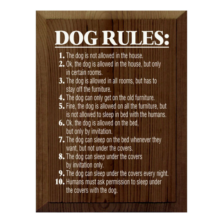 Funny Pet Rules Wood Sign Dog Lover Rustic Farmhouse Wall Hanging Decor
