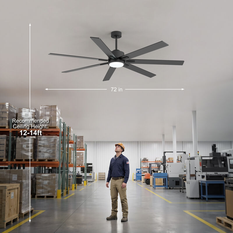 Breezary 72 in Ceiling Fan with Light, 7 Plywood Blades, Dimmable PMMA Shade, Quiet Reversible DC Motor image number 9