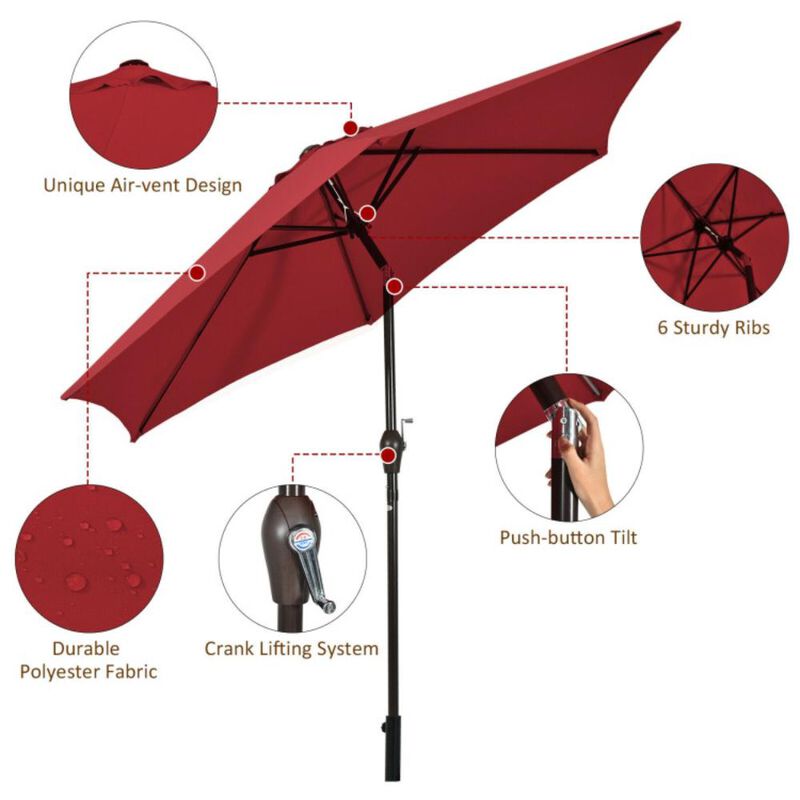 Hivvago Outdoor Market Patio Table Umbrella Push Button Tilt Crank Lift