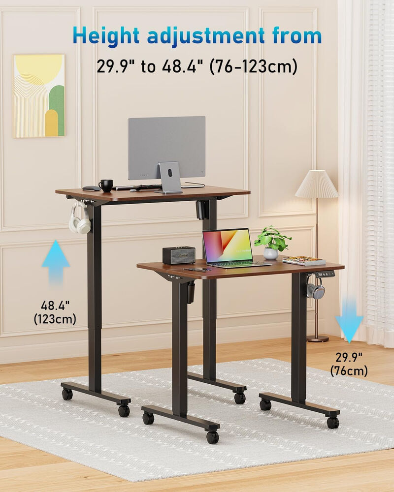 ShipItFurniture 32" Electric Adjustable Standing Desk with Casters image number 4