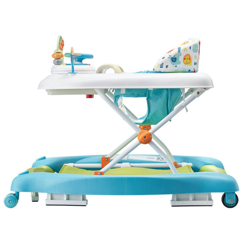 Foldable Baby Activity Walker with Wheels, Toys, Music, and 3-Height Adjustment