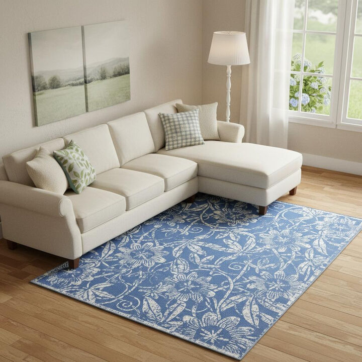 HomeRoots Floral Distressed Area Rug