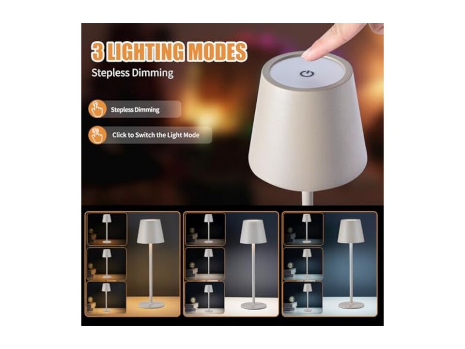Rechargeable Cordless Touch Control 2 Pack Desk Lamps For Bedroom Desk Patio
