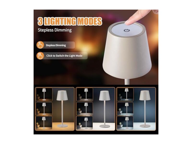 Rechargeable Cordless Touch Control 2 Pack Desk Lamps For Bedroom Desk Patio image number 1