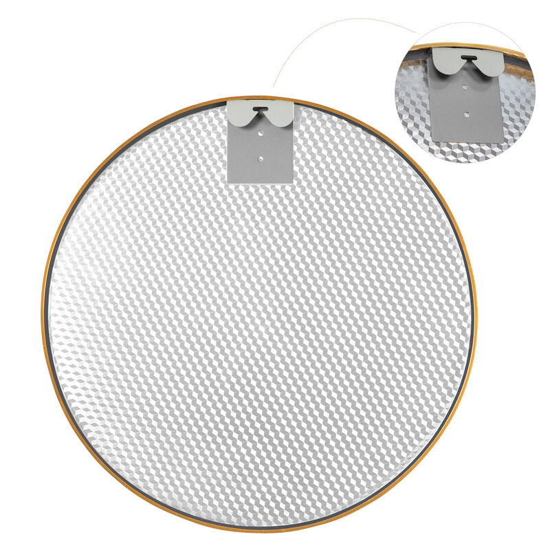 HomeRoots 31" Gold Metal Round Framed Accent Mirror image number 3