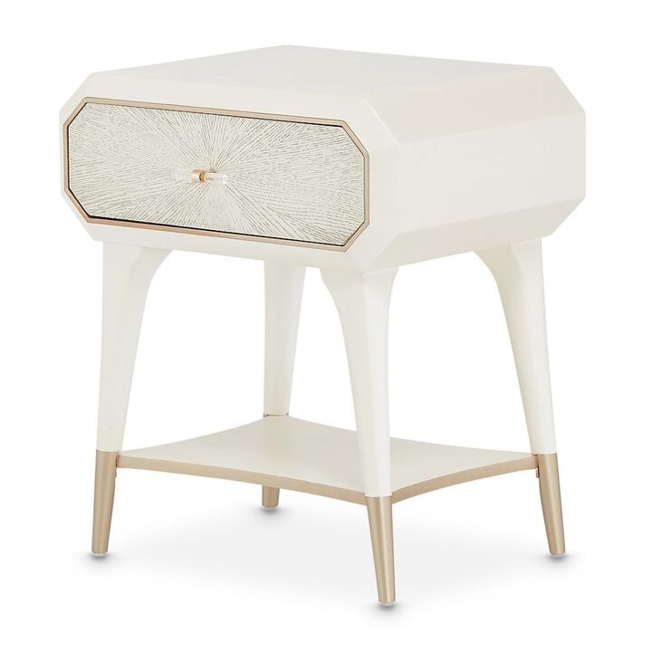 Champagne 1-Drawer Nightstand with Acrylic Finish and Modern Design
