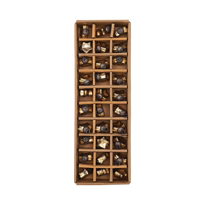 Glass Star Ornaments in Kraft Box, Gold Finish, Set of 30 image number 0