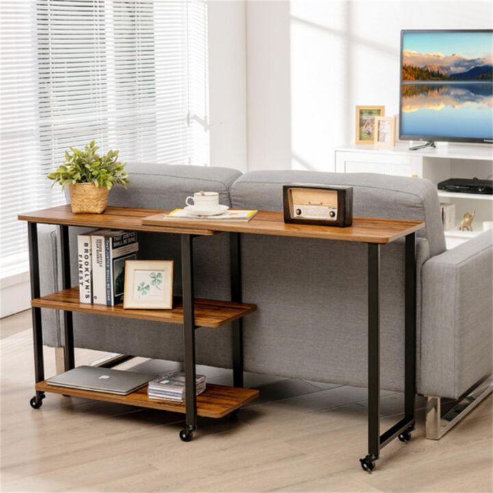 Mobile Office Desk & Sofa Side Table, Rolling Laptop Stand for Small Spaces