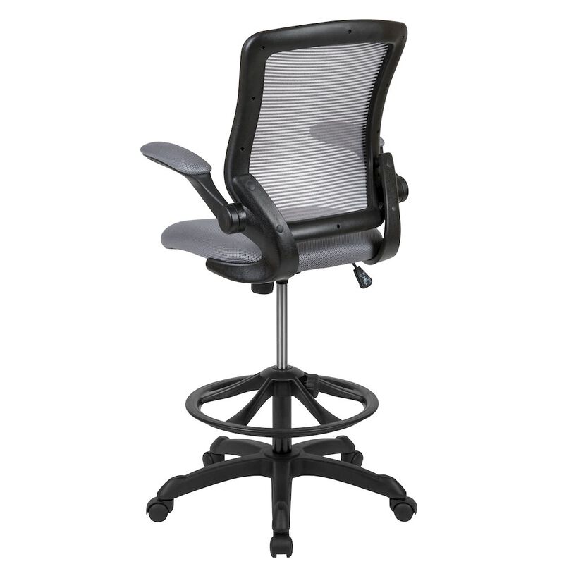 Flash Furniture Mid-Back Dark Gray Mesh Drafting Chair with Adjustable Foot Ring image number 4
