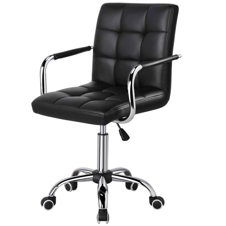 Executive-Style Mid-Back Faux Leather Office Chair with Optional Armrests