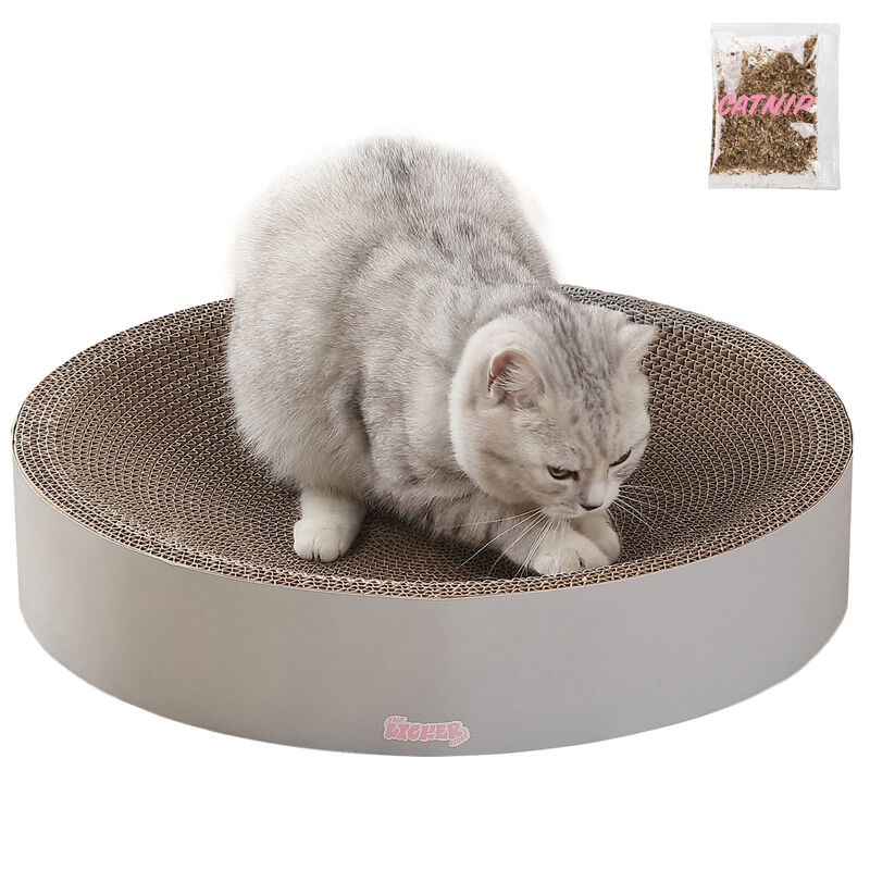 Nelson Modern Cardboard Round Bowl Cat Scratcher with Catnip