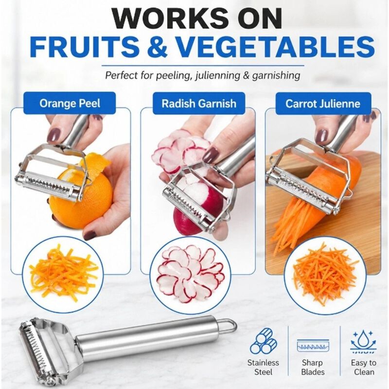 Stainless Steel Dual Blade Vegetable Peeler image number 2