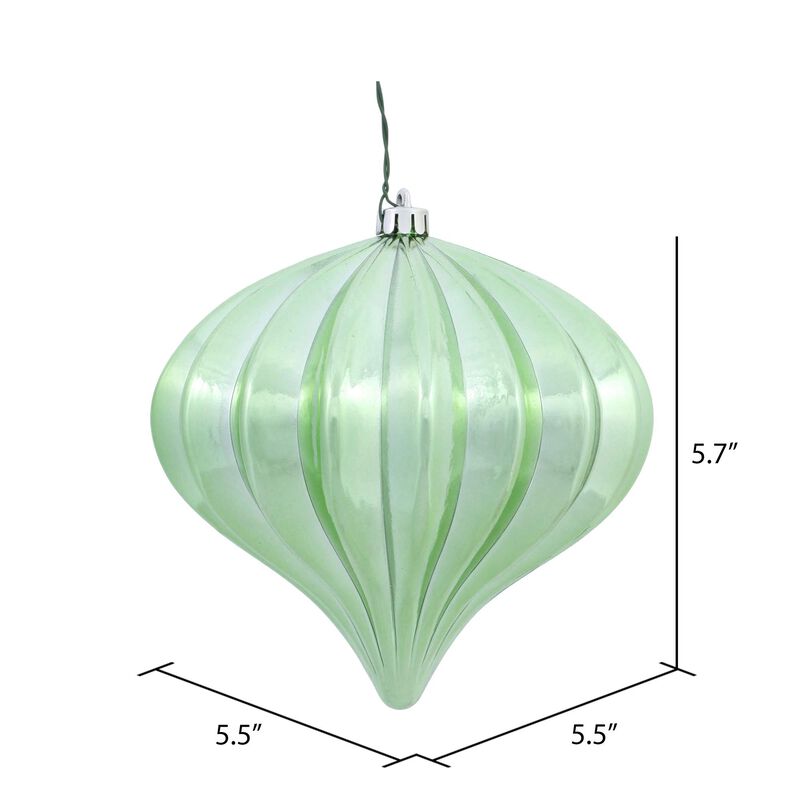 Vickerman 5.7" Celadon Shiny Onion Christmas Ornament, UV Treated, Set of 3 image number 1