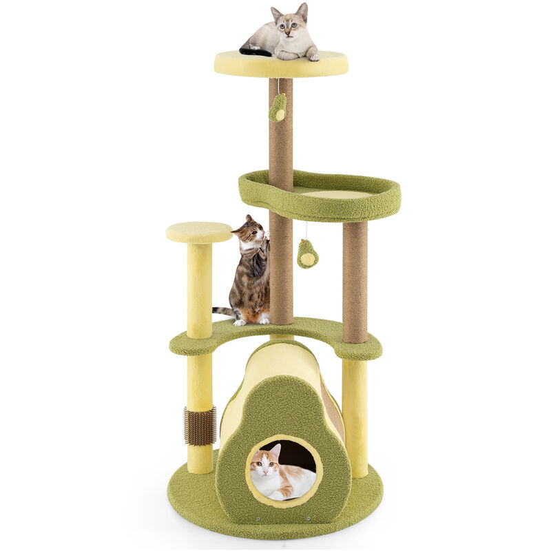 Whimsical Avocado Cat Tree – Multi-Level Freestanding Tower with Hideout Condo