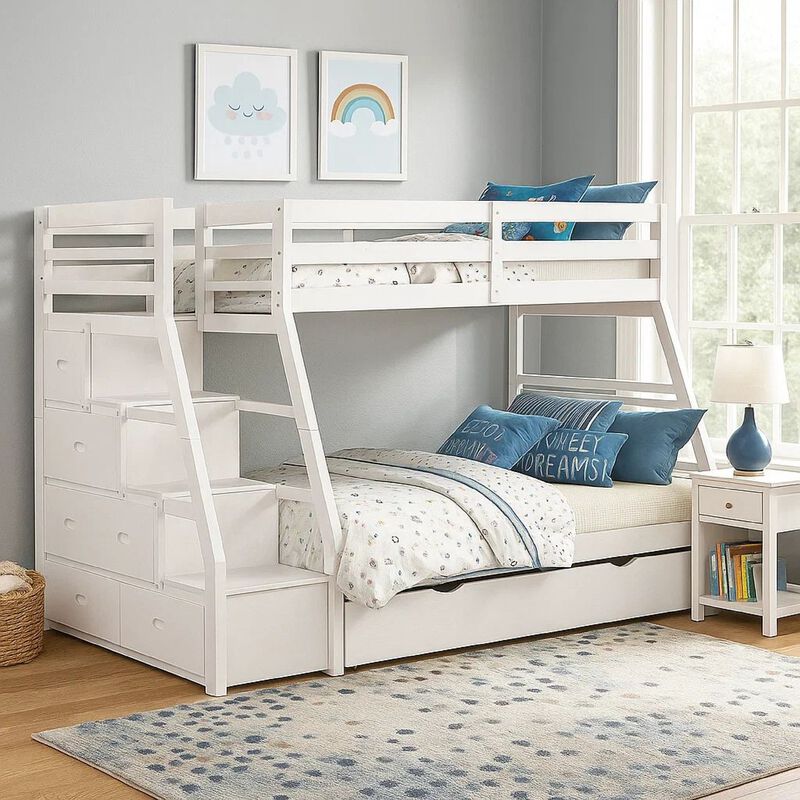 Ellon Bunk Bed, Trundle, Wood, Storage Drawers image number 7