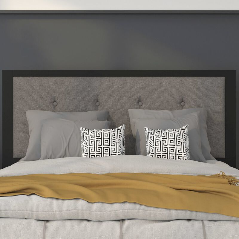 Flash Furniture Metal Tufted Upholstered Full Size Headboard in Dark Gray Fabric image number 9