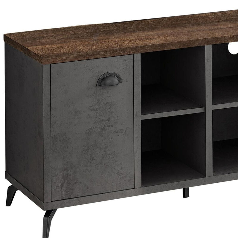 HomeRoots 47" Brown And Gray Distressed Reclaimed Wood Enclosed and Open Storage TV Stand image number 3