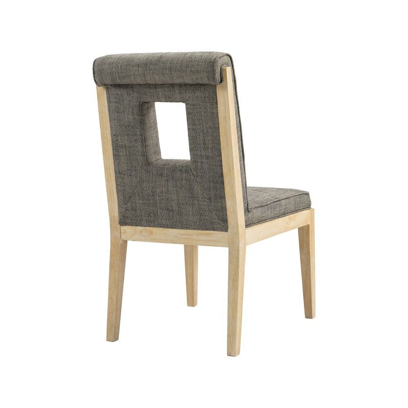 Meridian Furniture Gwendolyn Grey Linen Textured Fabric Dining Side Chair, Set of 2