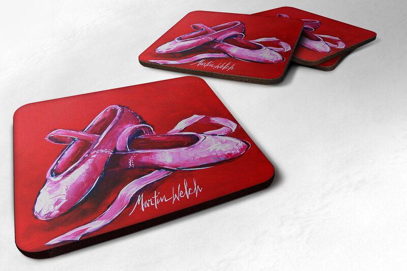 Caroline's Treasures MW1007FC Ballet Pair of Ballet Shoes Foam Coasters (Set of 4), 3.5 H x 3.5 W, Multicolor image number 0