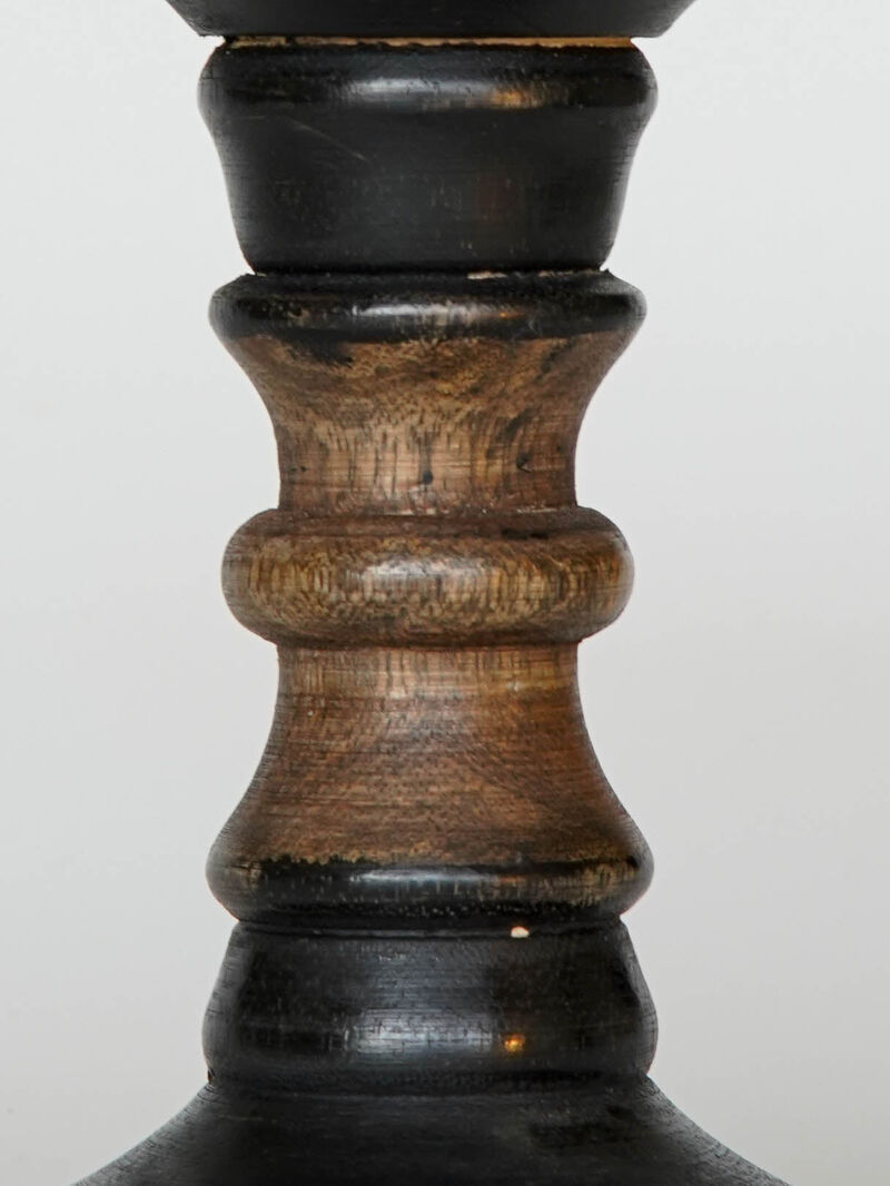 Traditional Dark Polish Eco-friendly Handmade Mango Wood Set Of Two 12" & 15" Pillar Candle Holder