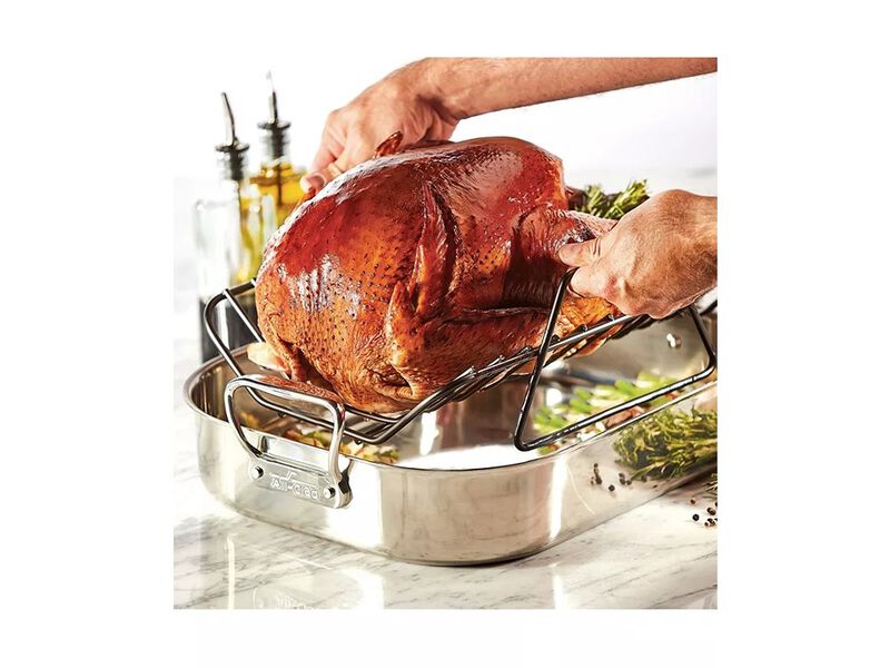 All-Clad Gourmet Accessories, Large Stainless Steel Roaster with Rack image number 2