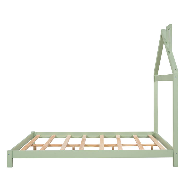 Full Size Wood Platform Bed with House-shaped Headboard. image number 6