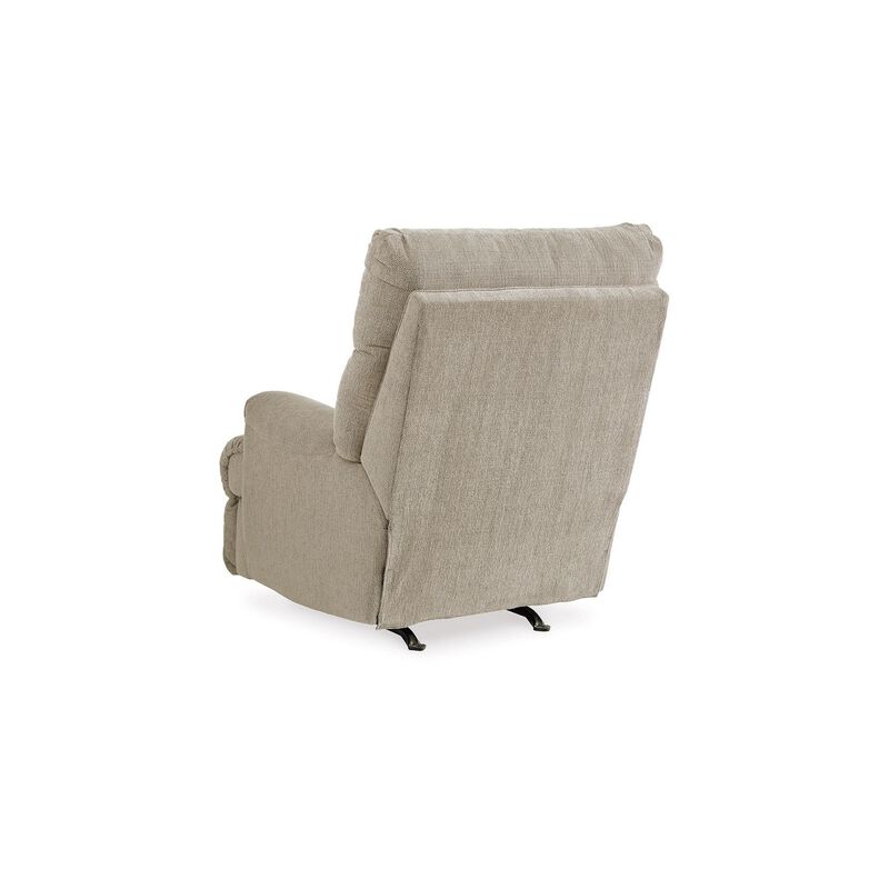 Mansi Manual Rocker Recliner Chair, Dusk Gray Tweed Weave Polyester - Benzara