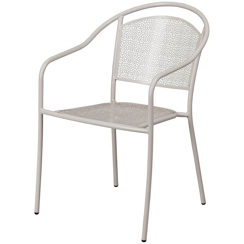 3-Piece Steel Metal Outdoor Patio Furniture Set with 2 Chairs and 1 Table