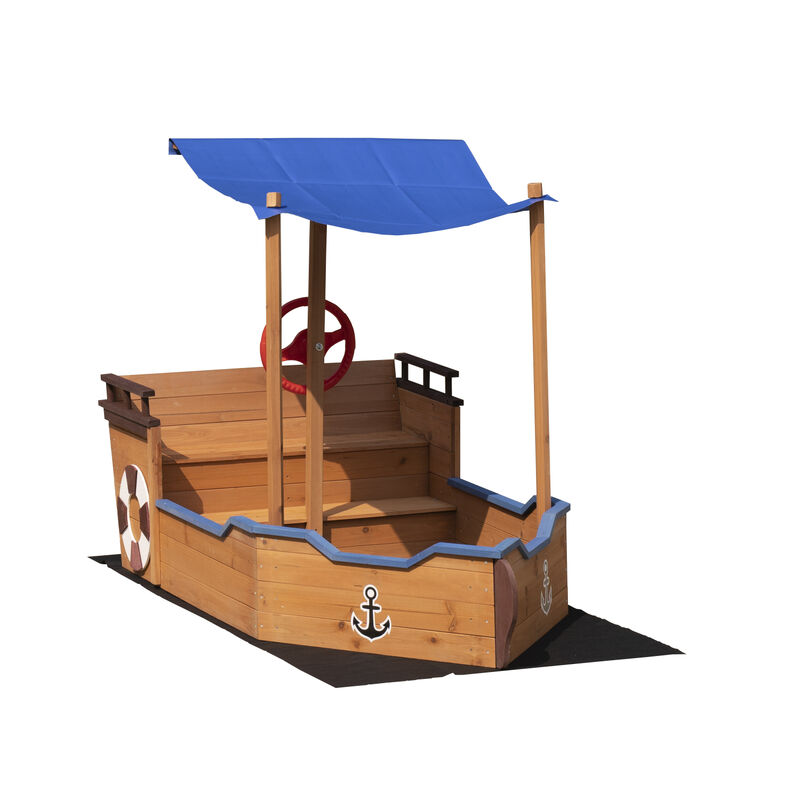 Streamdale Wooden Pirate Ship Sandbox with Storage Bench & Cover image number 5