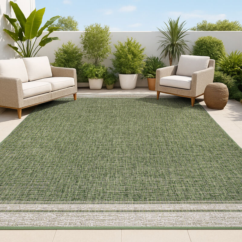 Alda Modern Minimalist Mingled Solid Indoor/Outdoor Area Rug