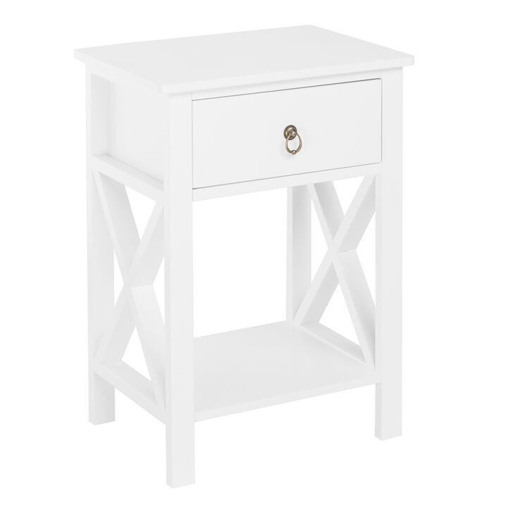 Nightstand Modern End Table, Side Table with 1 Drawer and Storage Shelf