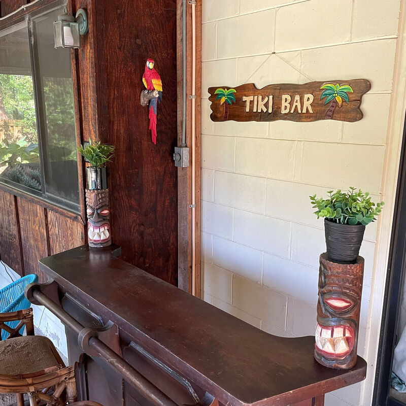 Colorful Handcrafted Carved Wood Tiki Bar Sign Wall Hanging 41 Inches Long image number 5
