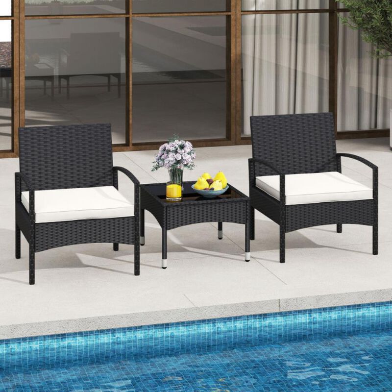 Hivvago 3-Piece Patio Furniture Set Rattan Bistro Chairs with Table image number 8