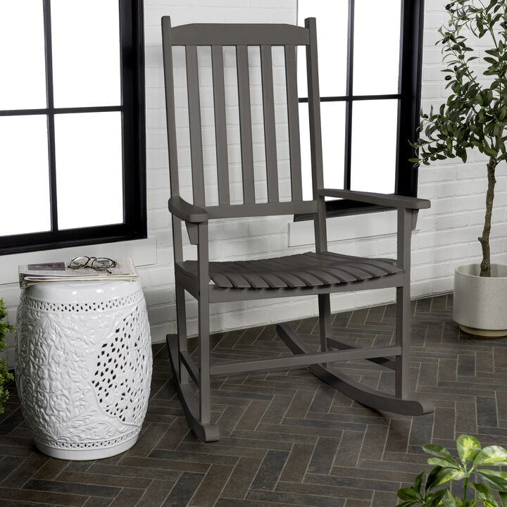 Seagrove Farmhouse Classic Slat-Back Acacia Wood Outdoor Rocking Chair