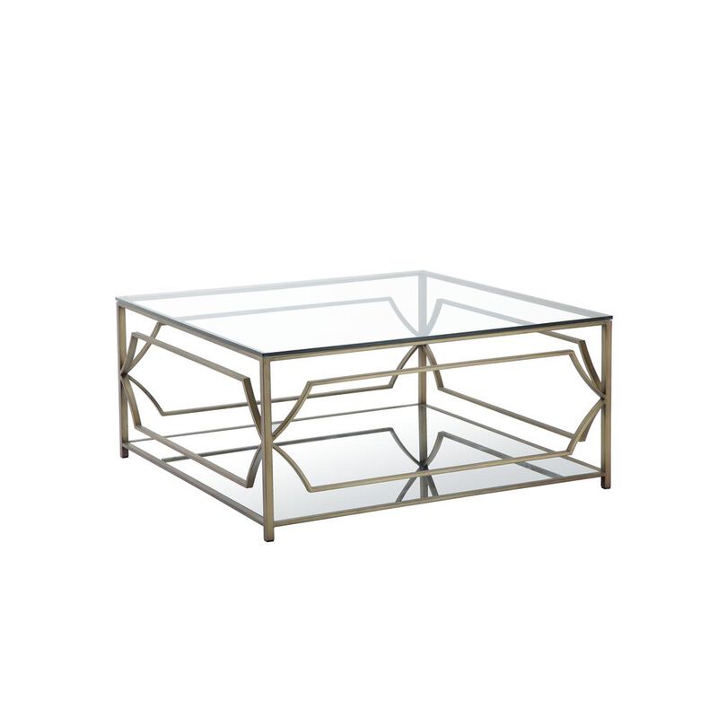 90210 Furniture Edward Square Coffee Table Brass