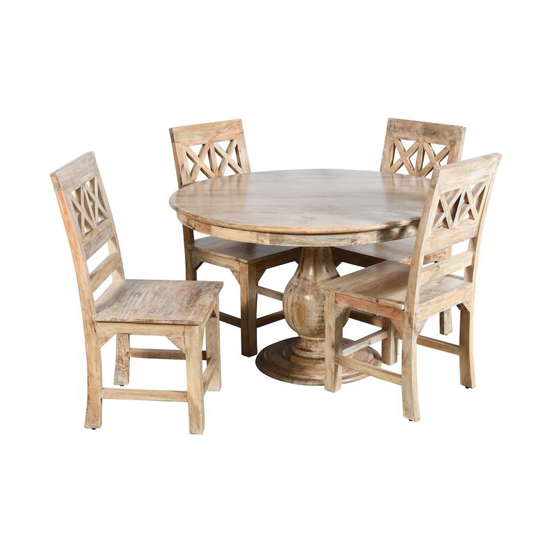 Jenna 48 Round Table with 2 sets of Solid Wood Chairs