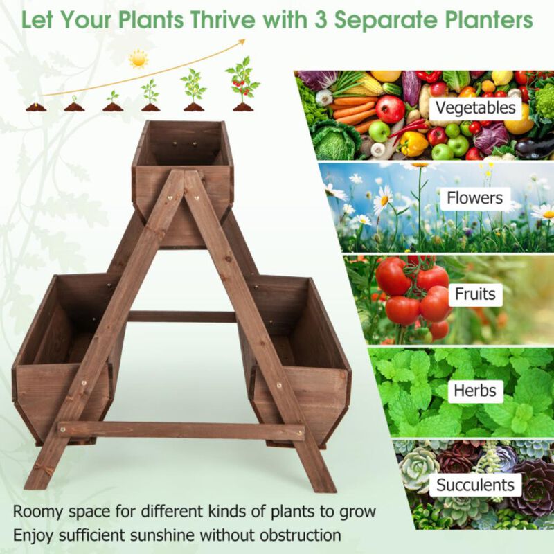Hivvago Vertical Raised Garden bed with 3 Wooden Planter Boxes