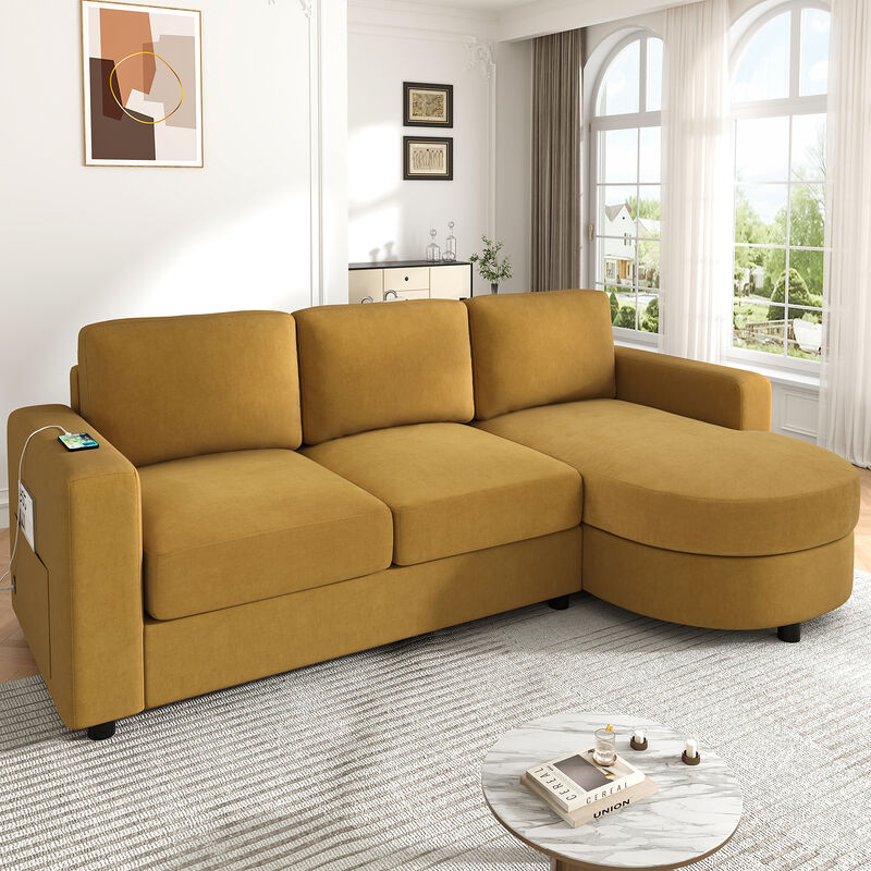 Merax Modern Sectional Sofa  L-shaped Sofa Couch with a Curved Chaise Lounge