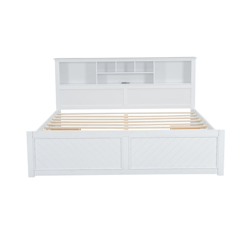 Merax Wood Platform Bed with Multi-storage Headboard