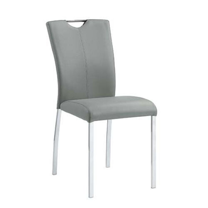 Pagan Side Chair (Set-2) in Gray PU & Chrome Finish DN00741