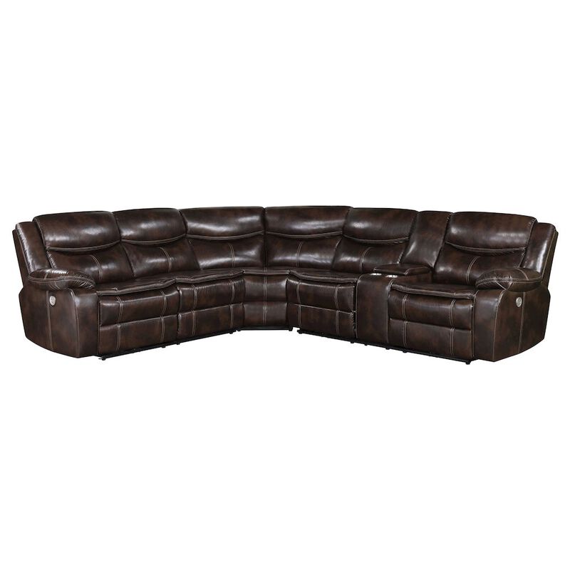 Coaster Co. of America Sycamore Upholstered Power Reclining Sectional Sofa Brown image number 0