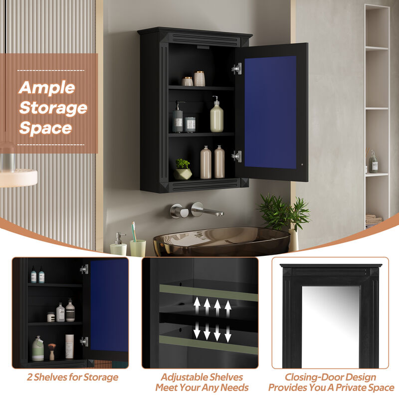 ELEMENT ACE 20 Inch Wall Mounted Bathroom Storage Cabinet with Mirror and Adjustable Shelves - Modern Space Saving Medicine Cabinet image number 7