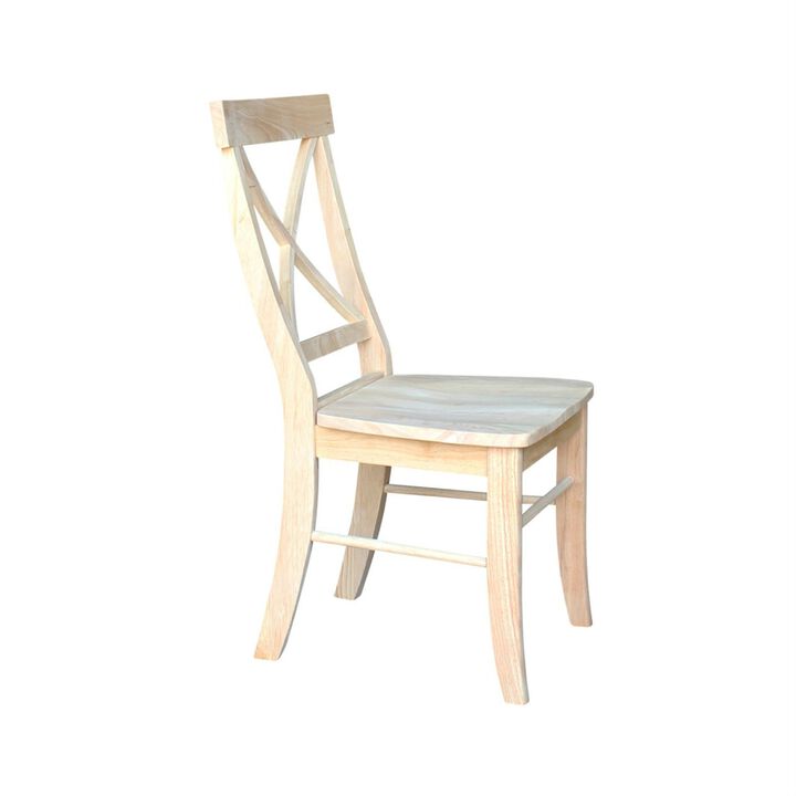 Hivvago Set of 2   Unfinished Wood Dining Chairs with X Back Seat Backrest