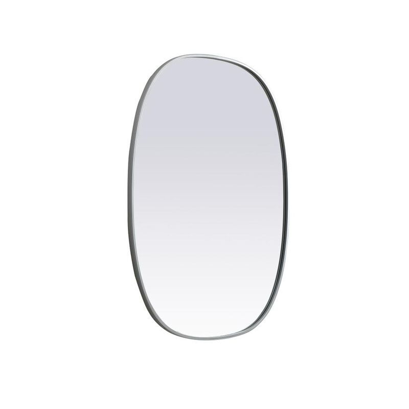 Elegant Decor Metal Frame Oval Mirror 30x40 Inch in Silver