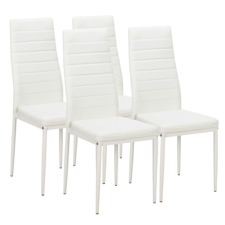 4pcs Elegant High Backrest Dining Chairs Assembled with Stripping Texture for Stylish and Comfortable Seating