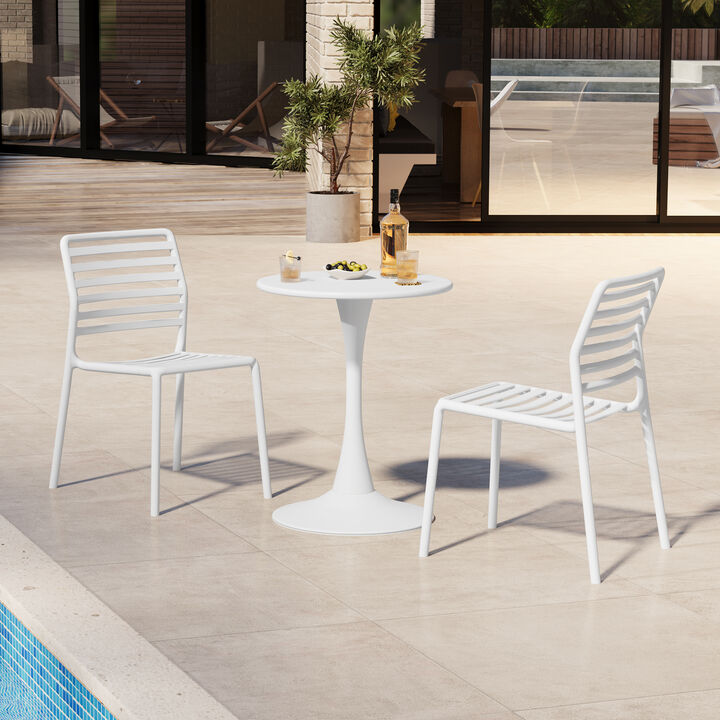 WestinTrends Outdoor Stackable Polypropylene Plastic Resin Dining Side Chairs (Set of 2)