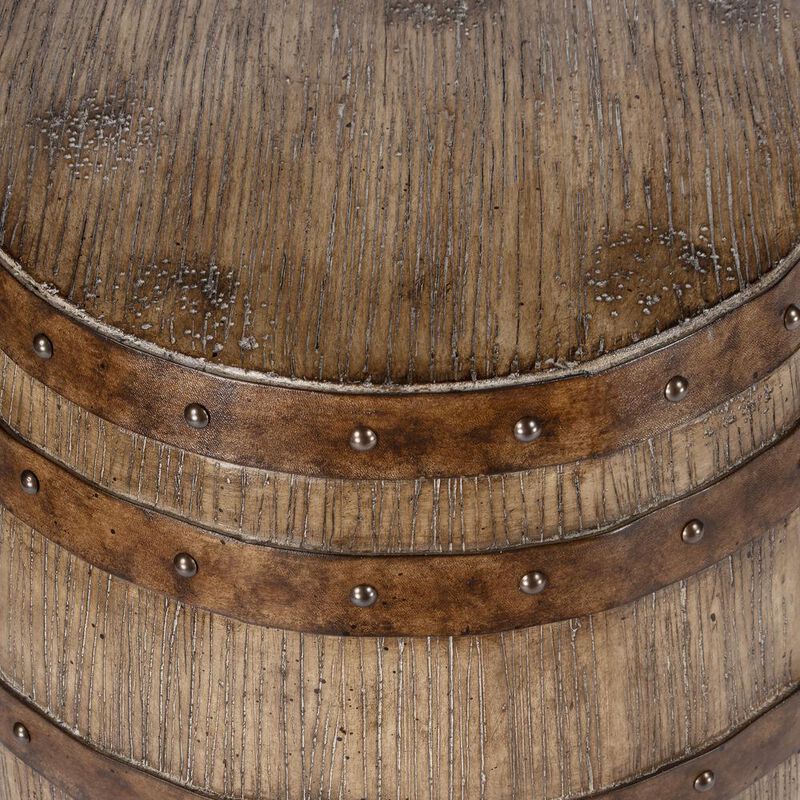 Butler Specialty Lovell Rustic Barrel Side Table, Medium Brown